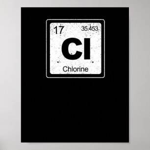 Chlorine periodiek tafelsymbool chemie grappig zwe poster
