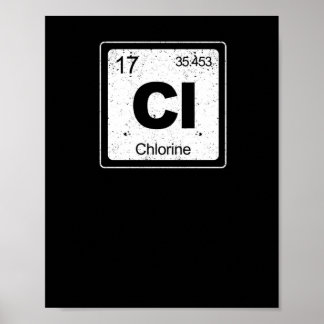 Chlorine periodiek tafelsymbool chemie grappig zwe poster