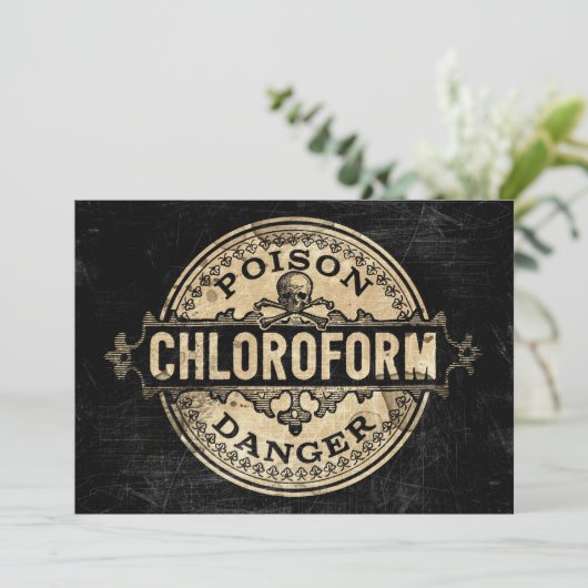 Chloroform Poison Label  Style Invitation Kaart (Staand voorkant)