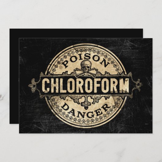Chloroform Poison Label  Style Invitation Kaart (Voorkant / Achterkant)