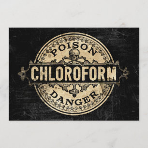 Chloroform Poison Label  Style Invitation Kaart