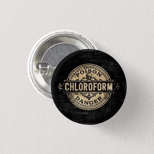 Chloroform stijlgif label ronde button 3,2 cm (Voorkant /achterkant)