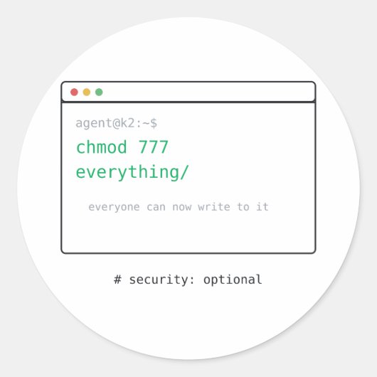 chmod 777 Alles - Dev Sticker Cadeau (Voorkant)