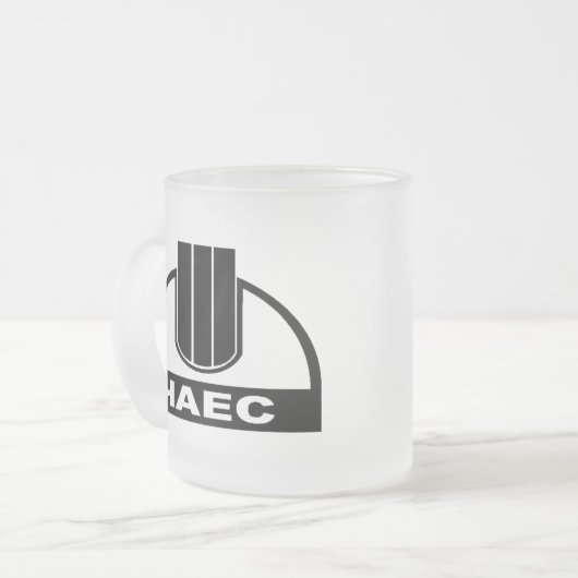 ChNPP/Ч А Э (nucleair Plant van Tsjernobyl) Logo M Matglas Koffiemok (Voorkant links)