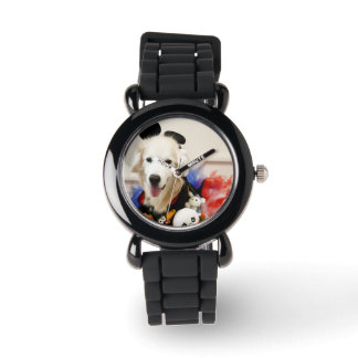 CHO CHO  lederen band met zwart leder Horloge