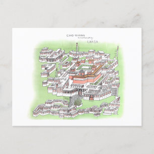 Cho-Khang Tempel van Boeddha in Lhasa 1902 Tekenin Briefkaart