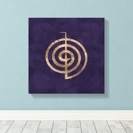 Cho Ku Rei - goud op paarse lotus Canvas Afdruk (Insitu (Houten vloer))