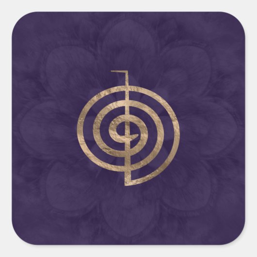 Cho Ku Rei - goud op paarse lotus Vierkante Sticker (Voorkant)