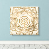 Cho Ku Rei - pastel gold lotus mandala Canvas Afdruk (Insitu (Houten vloer))