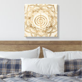 Cho Ku Rei - pastel gold lotus mandala Canvas Afdruk (Insitu (Slaapkamer))