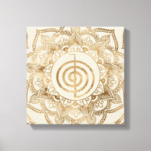 Cho Ku Rei - pastel gold lotus mandala Canvas Afdruk (Voorkant)