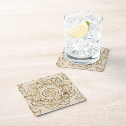 Cho Ku Rei - pastel gold lotus mandala Kartonnen Onderzetters (Insitu)