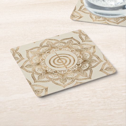 Cho Ku Rei - pastel gold lotus mandala Kartonnen Onderzetters (Schuin)