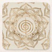Cho Ku Rei - pastel gold lotus mandala Kartonnen Onderzetters (Voorkant)