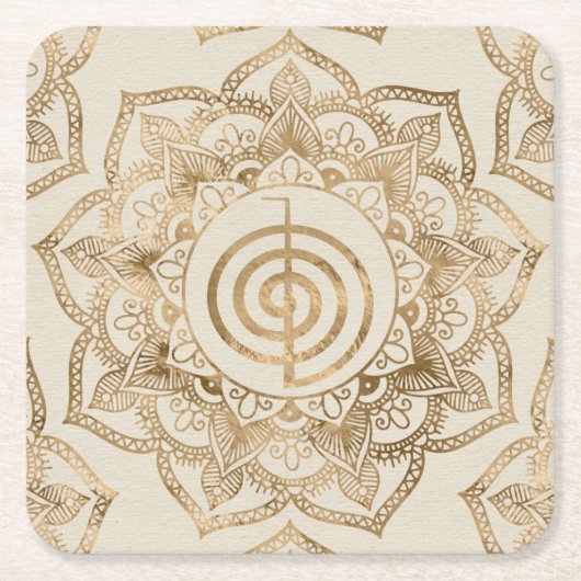 Cho Ku Rei - pastel gold lotus mandala Kartonnen Onderzetters (Voorkant)