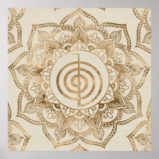 Cho Ku Rei - pastel gold lotus mandala Poster (Voorkant)