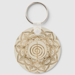 Cho Ku Rei - pastel gold lotus mandala Sleutelhanger