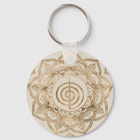 Cho Ku Rei - pastel gold lotus mandala Sleutelhanger (Voorkant)
