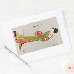Chobunsai Eishi japan geisha Japan Schilderkunst w Rechthoekige Sticker