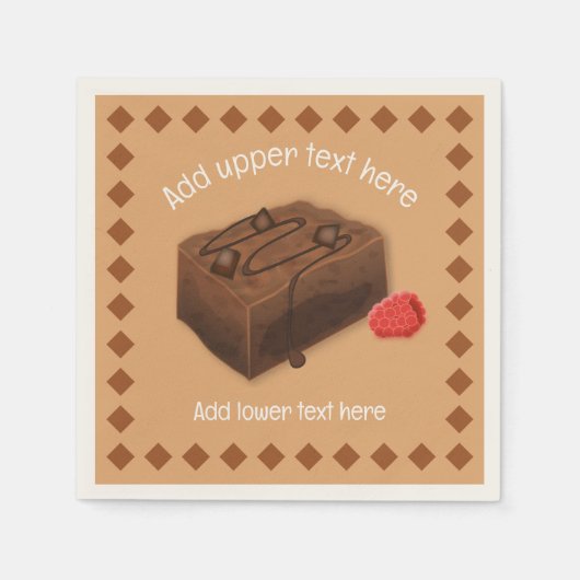 Choc Brownie Square en Raspberry - uw gebeurtenis Servet (Voorkant)