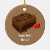 Choc Chip Brownies met Frambozen, uw kleur Keramisch Ornament (Voorkant)