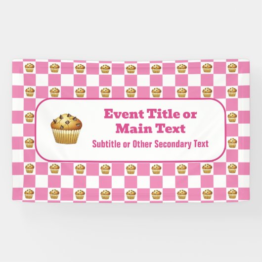 Choc-Chip Muffin Check Roze & Wit Custom Bake Spandoek (Horizontaal)