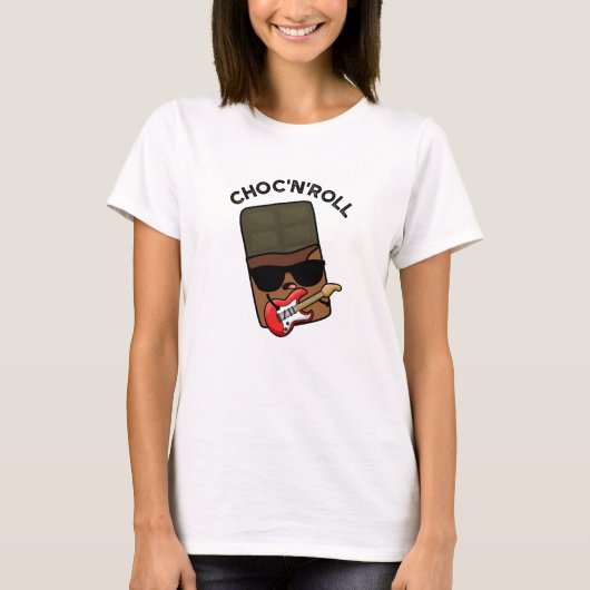 Choc en roll grappige chocolade woordspeling t-shirt (Voorkant)