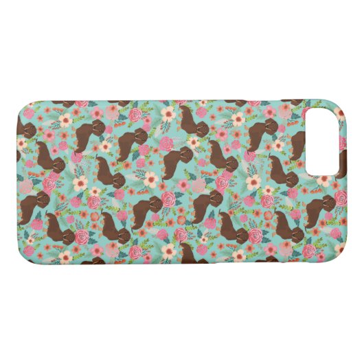 Choc en Tan Doxie Phone case - dog florals mint (Achterkant (Horizontaal))