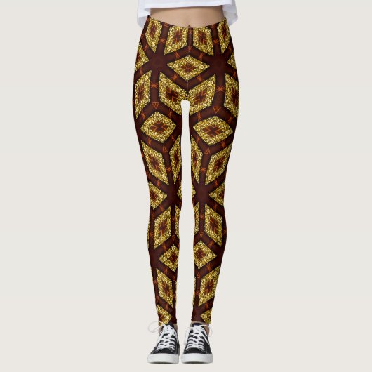 Choc Gold Root Chakra PatroonpatroonLeggings ★ Psy Leggings (Voorkant)