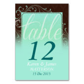Choc Mint Damask Dream Wedding Table Number Kaart (Achterkant)