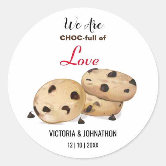 Choc vol liefde Cookie Dank je | Weddenschap Ronde Sticker (Voorkant)