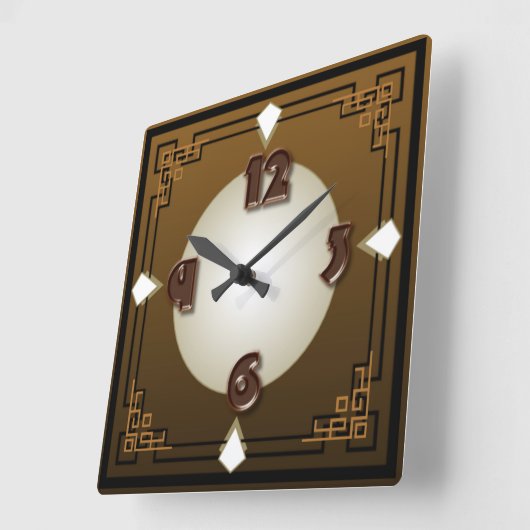 Choco art deco vierkante klok (Hoek)