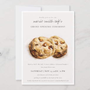 Choco Chip Cookies Café Grand Opening Invite Bedankkaart