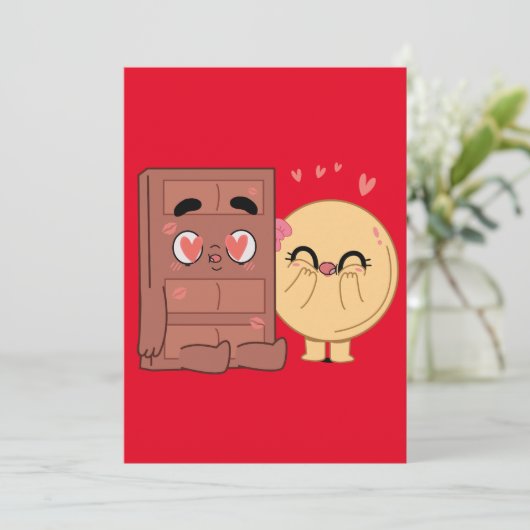 Choco en pannenkoeken koppels houden van Valentijn Kaart (Staand voorkant)