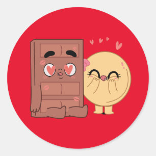 Choco en pannenkoeken koppels houden van Valentijn Ronde Sticker