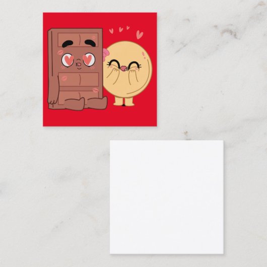 Choco en pannenkoeken koppels houden van Valentijn Vierkante Visitekaartje (Voorkant / Achterkant)