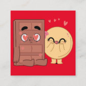 Choco en pannenkoeken koppels houden van Valentijn Vierkante Visitekaartje (Voorkant)