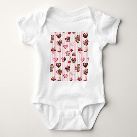 Choco Heart Baby Body Suit Romper (Voorkant)