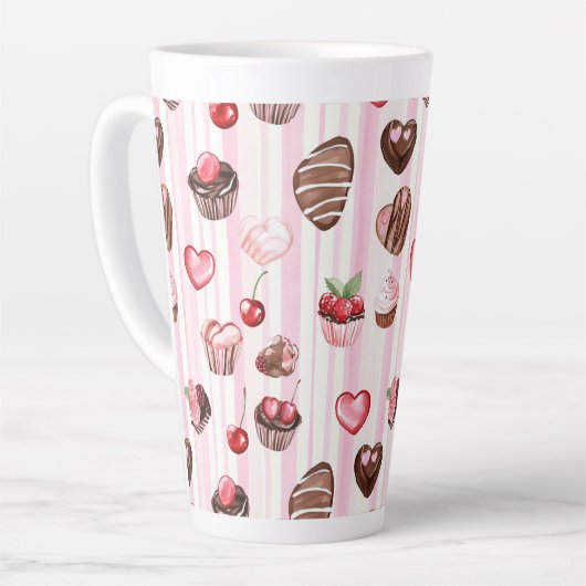 Choco Heart Large Pattern Latte Mok (Linkerhoek)