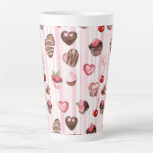 Choco Heart Large Pattern Latte Mok (Voorkant)