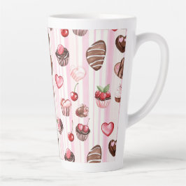 Choco Heart Large Pattern Latte Mok