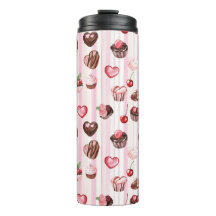 Choco Heart Large Pattern Thermal Tumbler