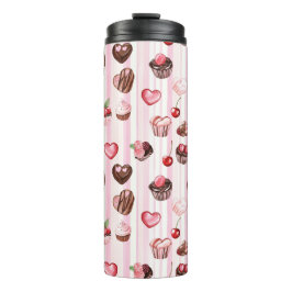 Choco Heart Large Pattern Thermal Tumbler Thermosbeker
