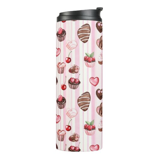 Choco Heart Large Pattern Thermal Tumbler Thermosbeker (Gedraaid links)