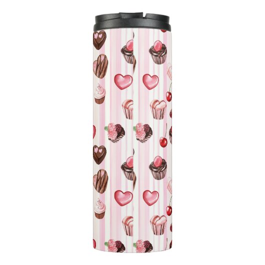 Choco Heart Large Pattern Thermal Tumbler Thermosbeker (Achterkant)