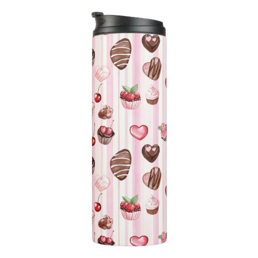 Choco Heart Large Pattern Thermal Tumbler Thermosbeker (Geroteerd rechts)