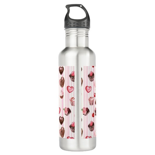 Choco Heart Pattern Roestvrij staal Waterfles Waterfles (Achterkant)