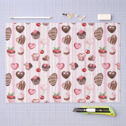 Choco Heart Valentijns's Tissue Wrapping Paper Tissuepapier (Craft)