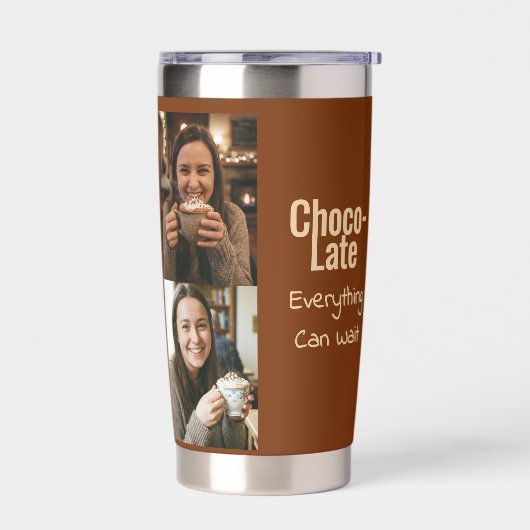 Choco-Late Everything Can Wait 4 Photo Geïsoleerde Drinkbeker (Links)