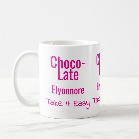 Choco-Late Take It Easy Personalized Mug Koffiemok (Links)